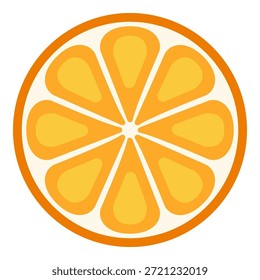 Icono de diseño plano de color Vector - rebanada redonda de fruta naranja