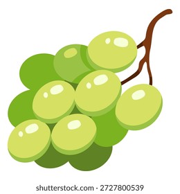 Vektorfarbe flaches Design Icon - Bündel von grünen Trauben Frucht