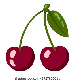 Icono de diseño plano de color de Vector de cereza