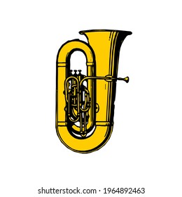 vector color flat design tuba wind instrument vector illustration white background in EPS10