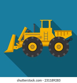 Vector color flat heavy bulldozer machine icon. Eps10
