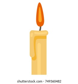 Vector Color Flat Icon - - Burning Candle on White Background
