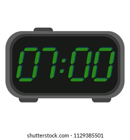 Vector Color Flat Icon - Digital Table Clock with Time 07:00