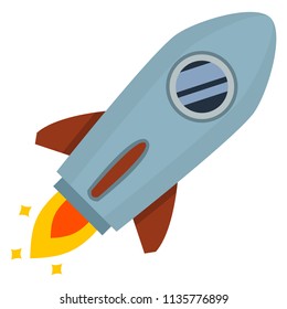 Vector Color Flat Icon - Flying Space Rocket