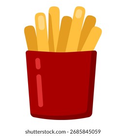 Vector Color Flat Icon - French Fries in Red Box