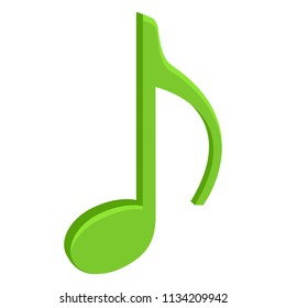 Vector Color Flat Icon - Green Music Note Symbol