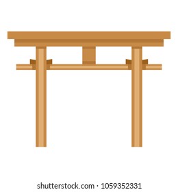 Vector Color Flat Icon - Japanese Wooden Shinto Torii Gate