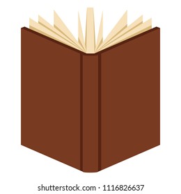 Vector Color Flat Icon - Open Book with Blank Brown Cover