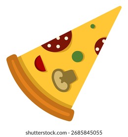 Vector Color Flat Icon - Piece of Pizza
