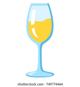 Vector Color Flat Icon - White Wine Glass
