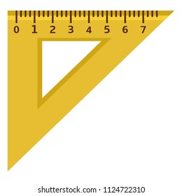 Vector Color Flat Icon - Yellow Silhouette Setsquare. Triangle Ruler.