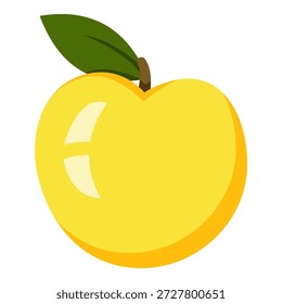 Icono plano del color del Vector - fruta de manzana amarilla con una hoja