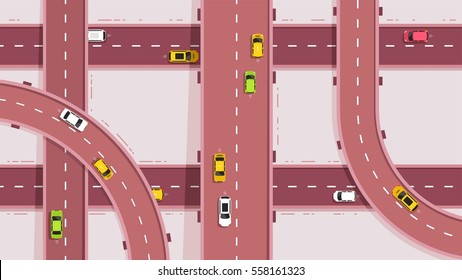 Carretera de ilustración plana en color vectorial