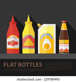 Vector color flat kitchen bottle set . Eps10