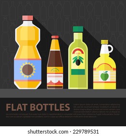 Vector color flat kitchen bottle set . Eps10