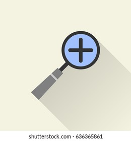 Vector color flat magnify plus icon. Business collection