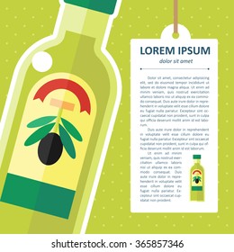 Vector color flat olive oil bottle template. Eps10