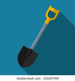 Vector color flat shovel icon. Industrial equipment. Eps10