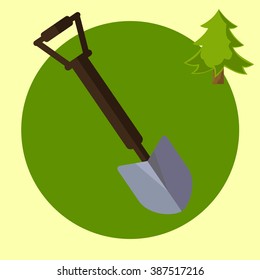 Vector color flat shovel icon.equipment. Eps10