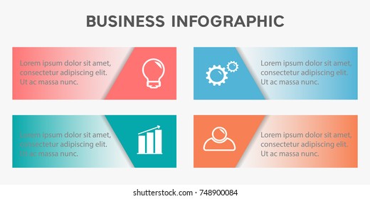 Vector color flat stripes infographics templates with sample option icons and text, isolated on white. Geometric business abstract line background for workflow layout, diagram or web design