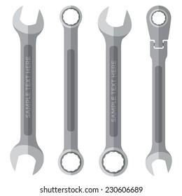 vector color flat style various wrenches set