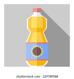 Vector color flat sunflower oil bottle template. Eps10
