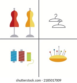 Vector color flat tailor sing set. Vector, illustration.