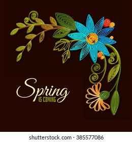 Vector color flower branch in quilling technique 
