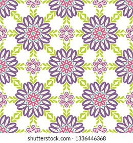 Vector Color Flower Seamless Pattern for Background
