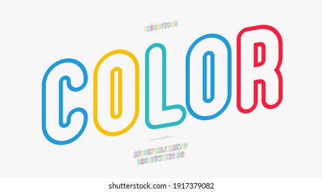 Vector color font bold outline style trendy typography for infographics, motion graphics, video, promotion. 10 eps