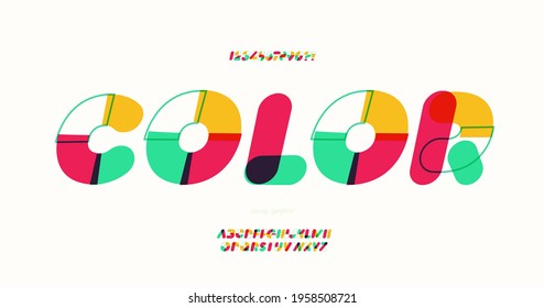 Vector color font bold style for infographics, motion graphics, video, promotion, decoration, logotype, party poster, t shirt, book, animation, banner, game, printing. 10 eps