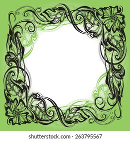 Vector color frame with flowers