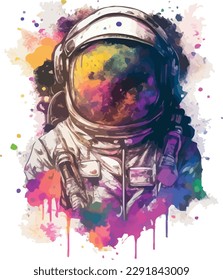 vector de color astronauta total para el diseño de camisetas