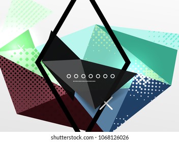 Composición abstracta geométrica de color vectorial, elementos de diseño triangular y poligonal, fondo tecno digital