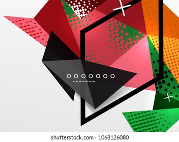 Composição abstrata geométrica da cor do vetor, elementos de design triangulares e poligonais, fundo tecno digital