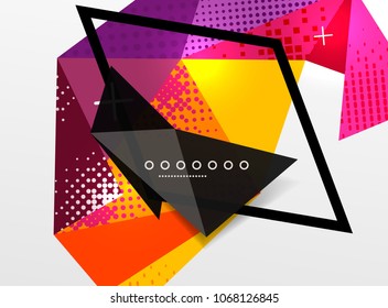 Vector color geometric abstract composition, triangular and polygonal design elements, digital techno background