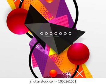 Composición abstracta geométrica de color vectorial, elementos de diseño triangular y poligonal, fondo tecno digital
