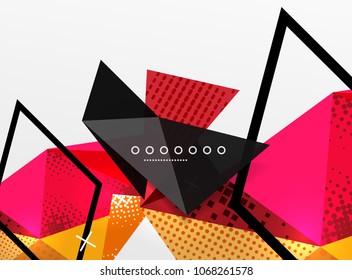 Vector color geometric abstract composition, triangular and polygonal design elements, digital techno background