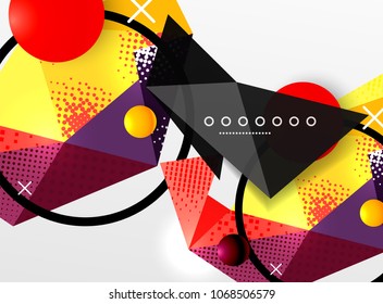 Vector color geometric abstract composition, triangular and polygonal design elements, digital techno background