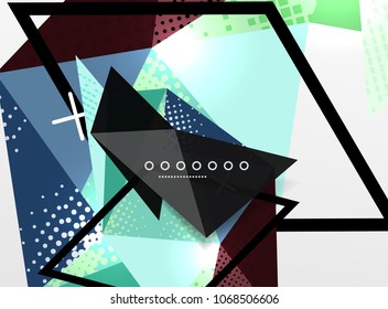 Composición abstracta geométrica de color vectorial, elementos de diseño triangular y poligonal, fondo tecno digital