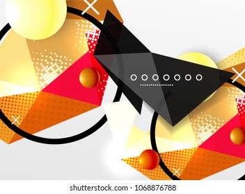 Vector color geometric abstract composition, triangular and polygonal design elements, digital techno background