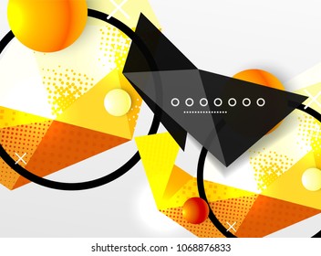 Vector color geometric abstract composition, triangular and polygonal design elements, digital techno background