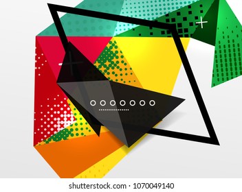 Composição abstrata geométrica da cor do vetor, elementos de design triangulares e poligonais, fundo tecno digital