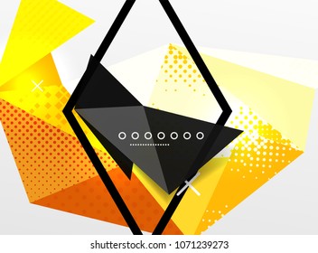 Vector color geometric abstract composition, triangular and polygonal design elements, digital techno background