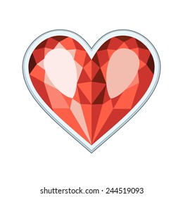 Vector color geometric icon of heart like diamond with triangles. Romantic symbol of Valentine Day. 