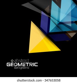 Formas geométricas de color vectorial sobre fondo negro. Ilustración