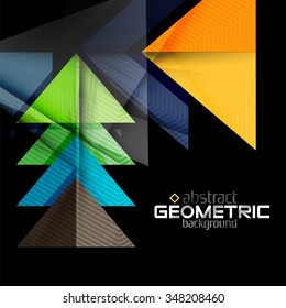 Formas geométricas de color vectorial sobre fondo negro. Ilustración