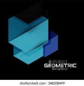 Vector color geometric shapes on black background. Illustration
