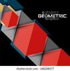 Vector color geometric shapes on black background. Illustration