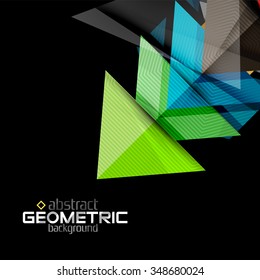 Vector color geometric shapes on black background. Illustration